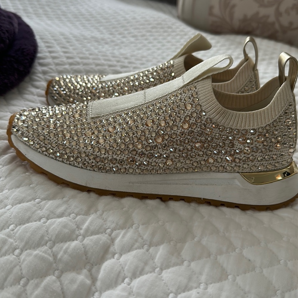 Gold rhinestone Michael Kors sneakers